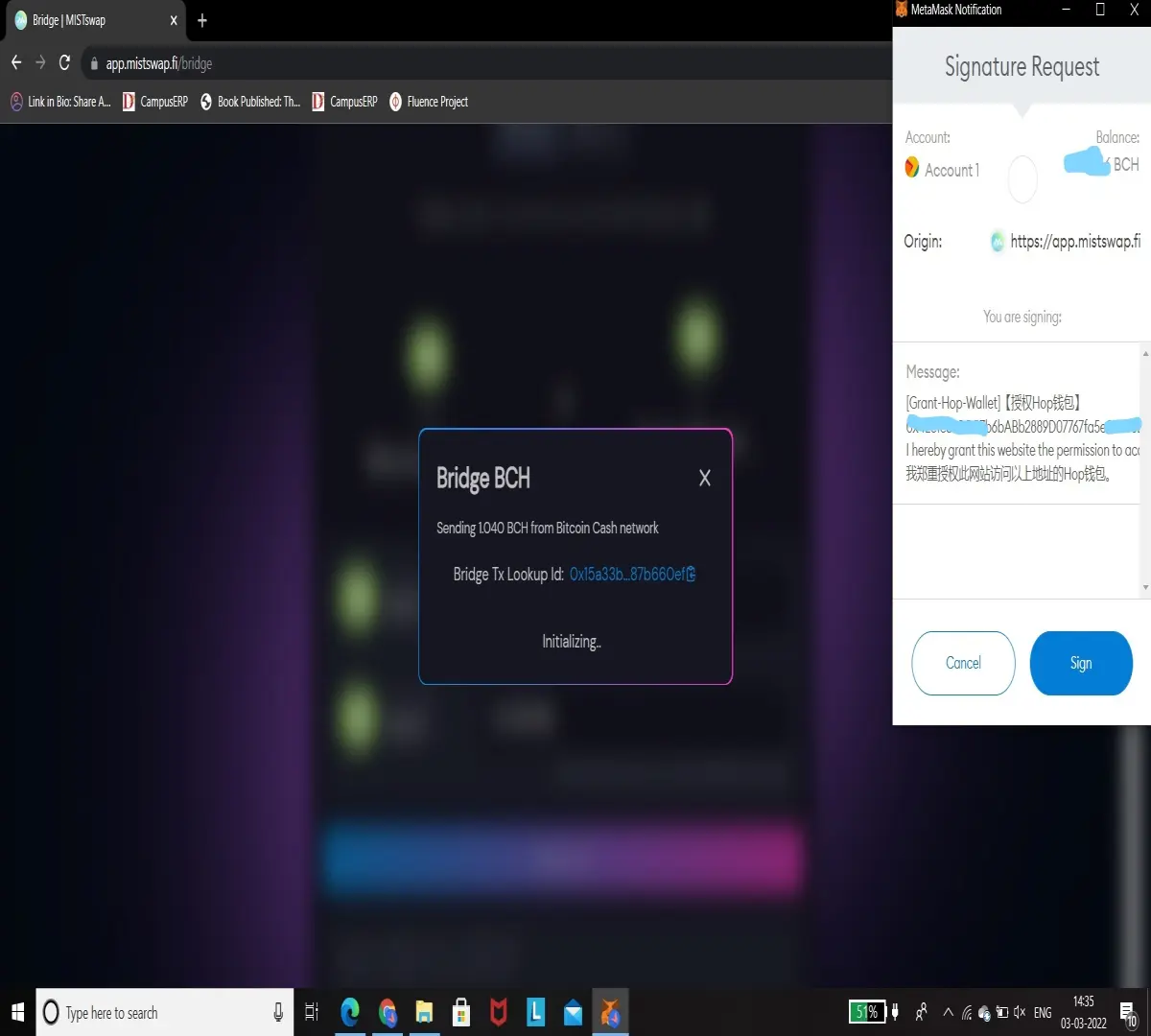 MistSwap Bridge Metamask