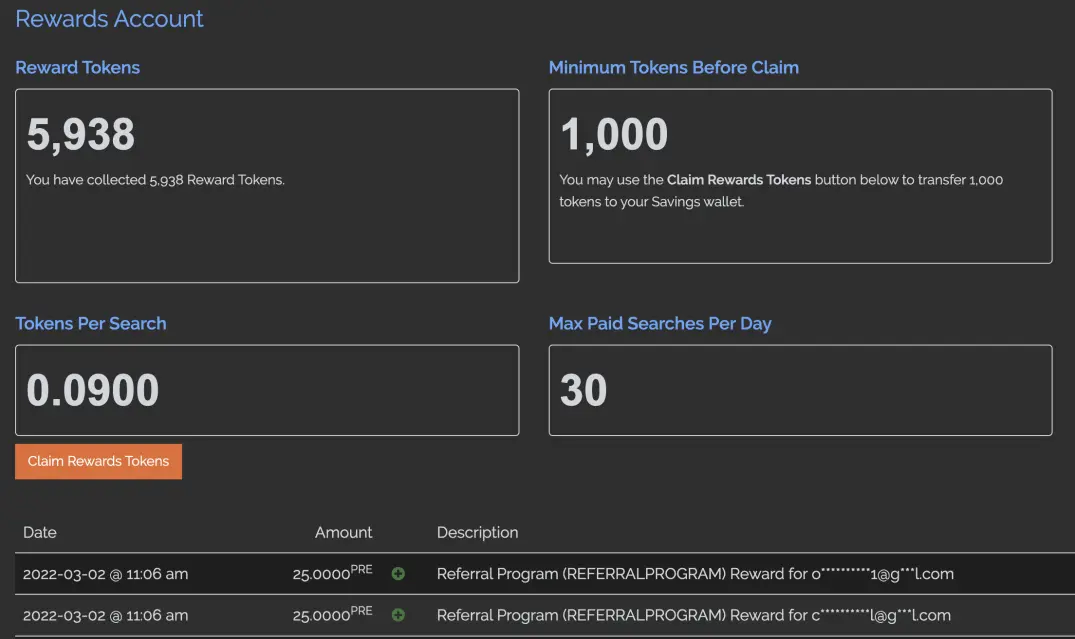Claim Presearch Rewards Tokens