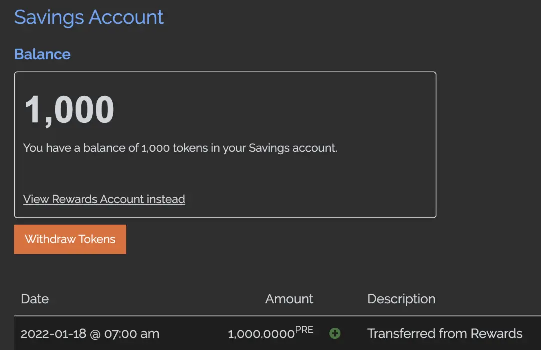 PRE savings account