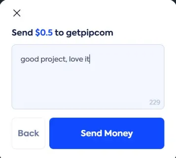 send $PIP with text included