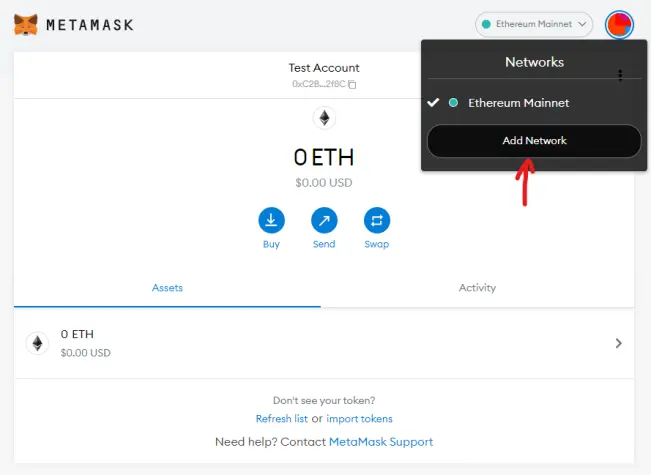 Add network screen