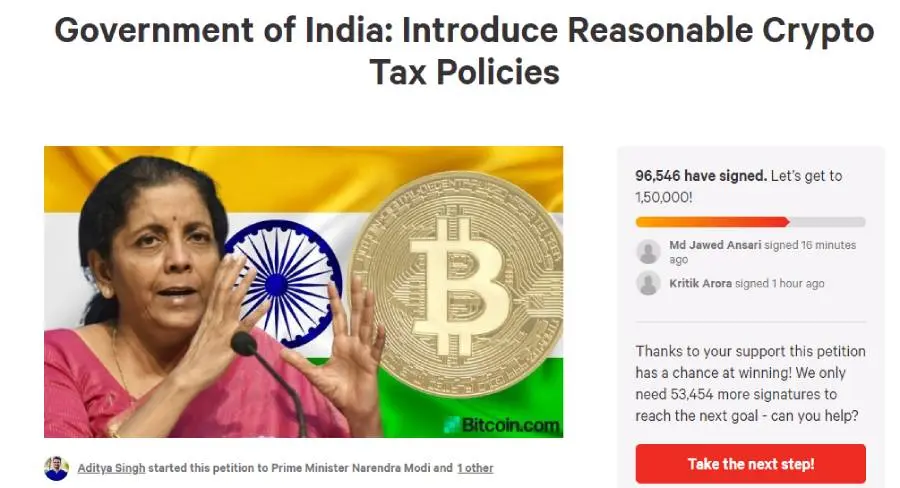 india, crypto, tax, petition, trading, investing