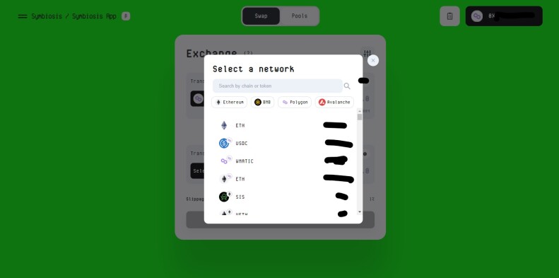 Symbiosis Finance select tokens