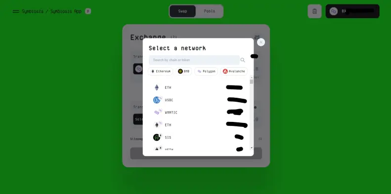 Symbiosis Finance select tokens