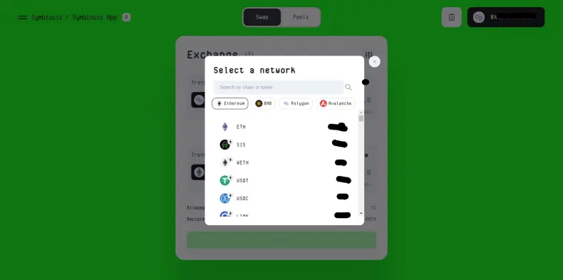 Symbiosis Finance select tokens