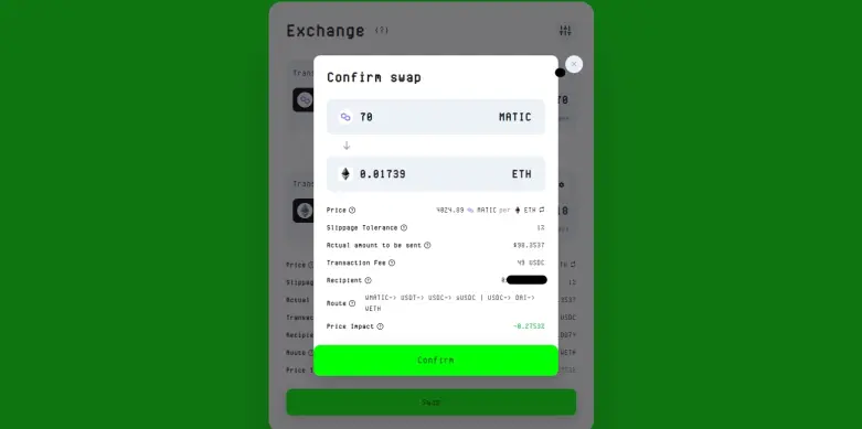 Symbiosis Finance confirm swap