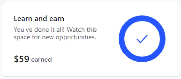 Coinbase learn and earn total