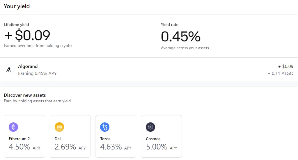 Coinbase yield
