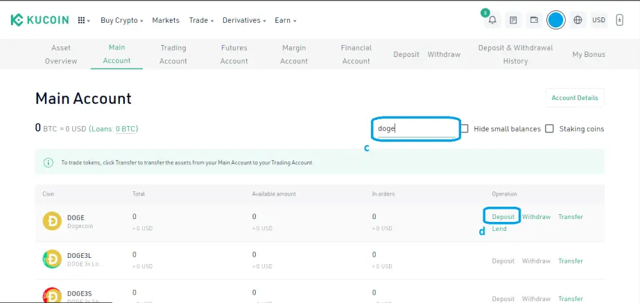 3. Deposit Crypto of your choice