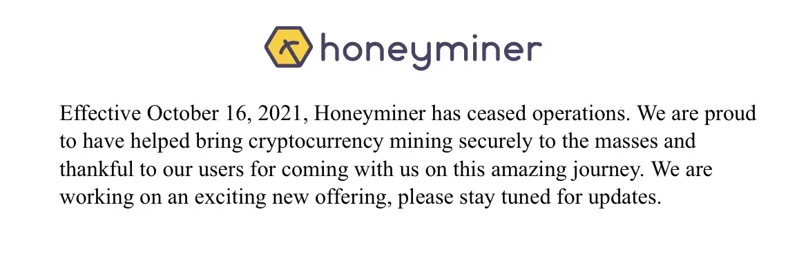 Honeyminer’s final words.