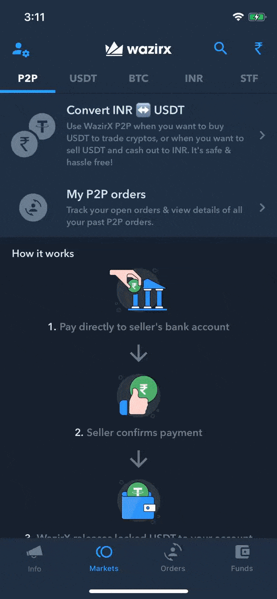 Peer2Peer auto matching engine - WazirX