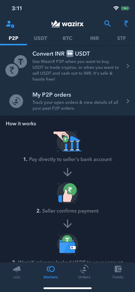 Peer2Peer auto matching engine - WazirX