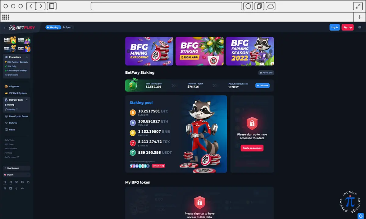 BetFury - staking view.