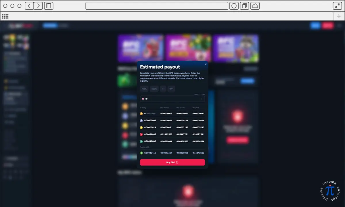 BetFury - staking calculator view.