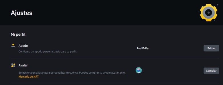 Avatar en Binance