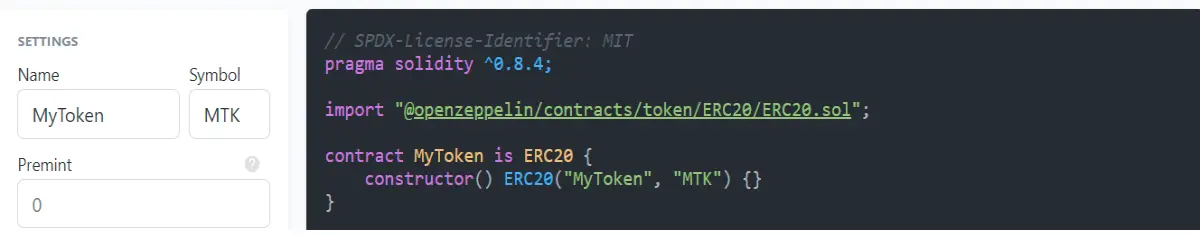 An OpenZeppelin contract wizard with the default configuration.