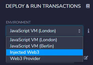 Remix Deploy and Run Transaction Environment Injected Web3