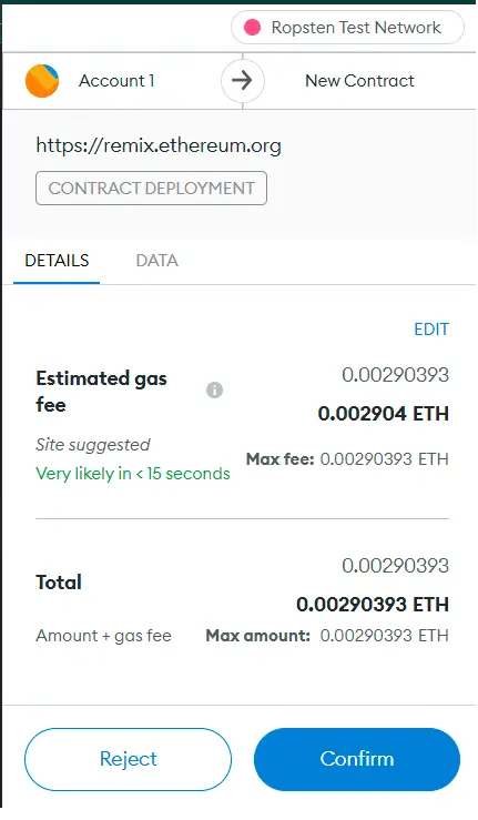 Metamask deploy request