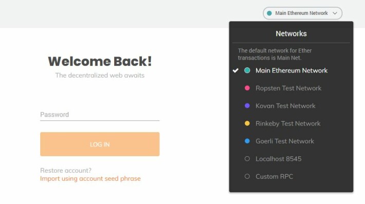 Change Ethereum network