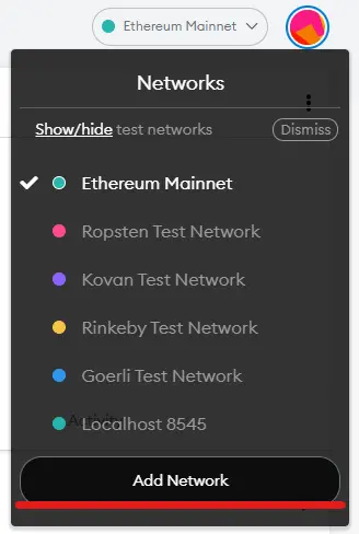 Add network screen