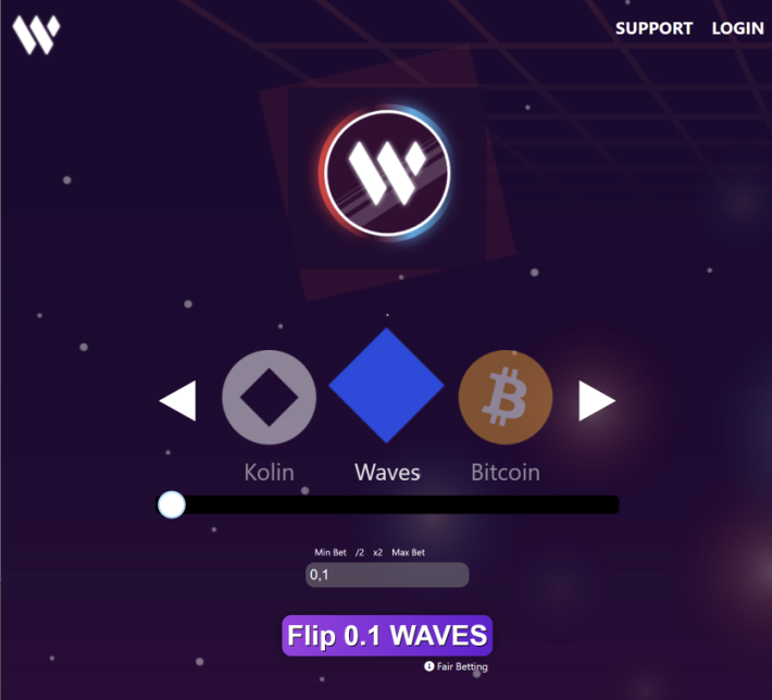 WavesTokenCasino.com website