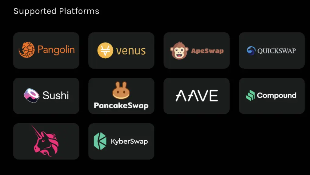 KyberSwap, Uniswap, Aave, Venus Protocol, PancakeSwap, SushiSwap, and more on Krystal DeFi