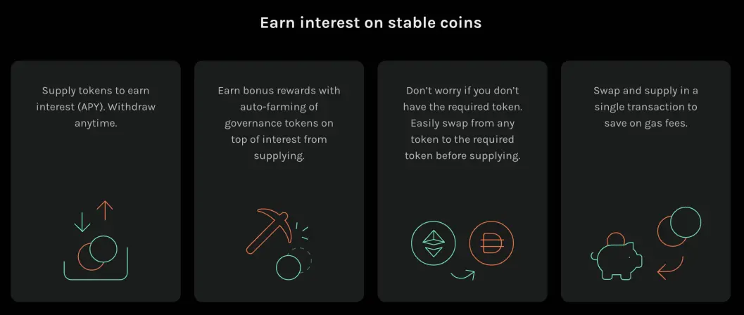 Earn interest with Krystal DeFi