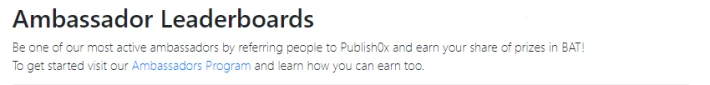 ambassador leaderboards on Publish0x