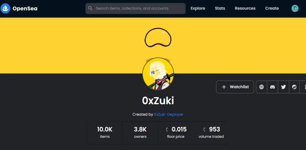 0X Zuki official OpenSea account
