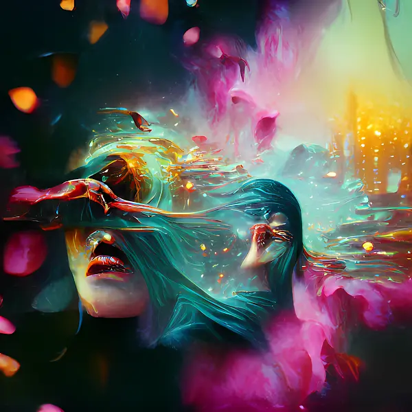 psychedelic and colorful ai generated portait of a woman