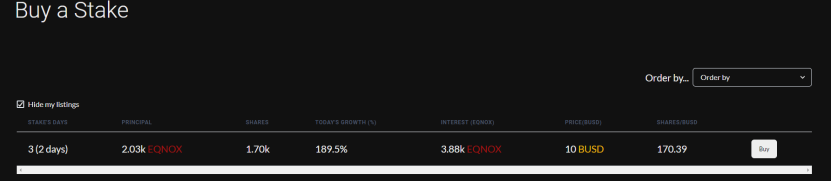 Buy a stake section