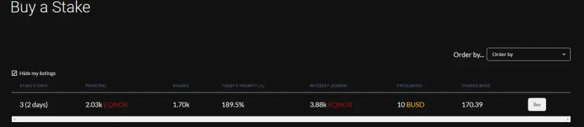 Buy a stake section