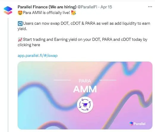 polkadot crypto defi blockchain dex parallelfinance