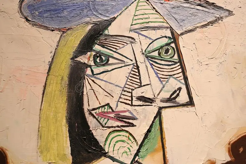 Pablo Picasso, Portrait to his wife and her lover; Source: https://www.dreamstime.com/picasso-portrait-to-his-wife-her-lover-painting-which-pablo-picasso-portrayed-his-wife-her-lover-same-space-image107144008