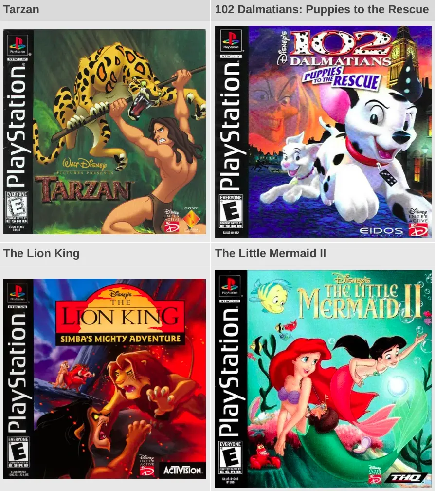 Disney PS1 Games Covers
