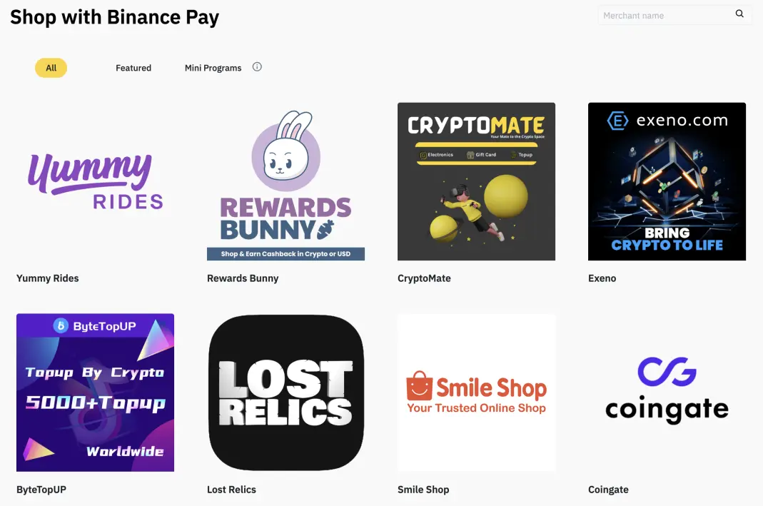 Binance crypto marketplace shop