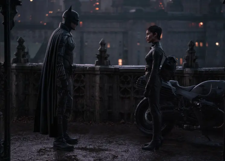 Robert Pattinson and Zoe Kravitz in The Batman movie