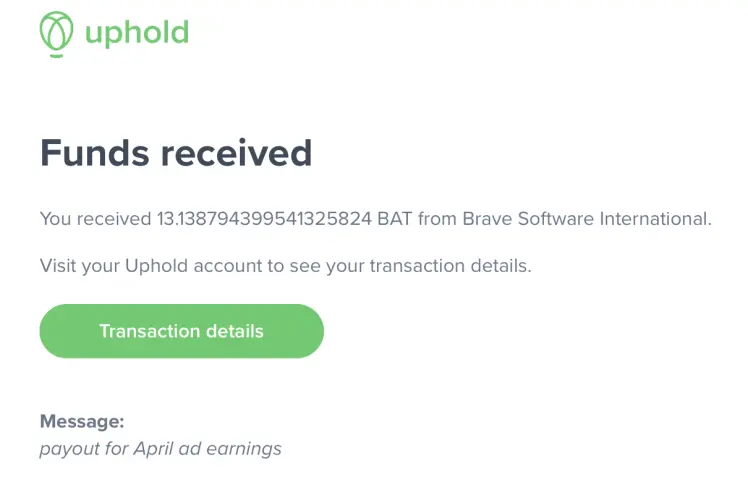 Monthly BAT payout