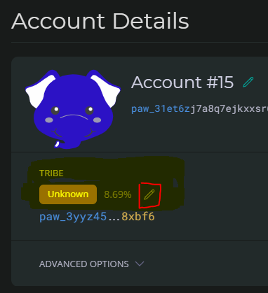 Click on the Tribe Edit Button