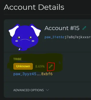 Click on the Tribe Edit Button