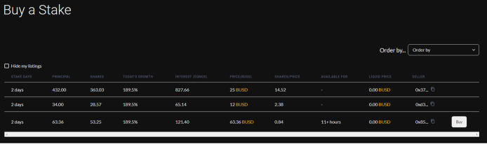 Buy a stake section