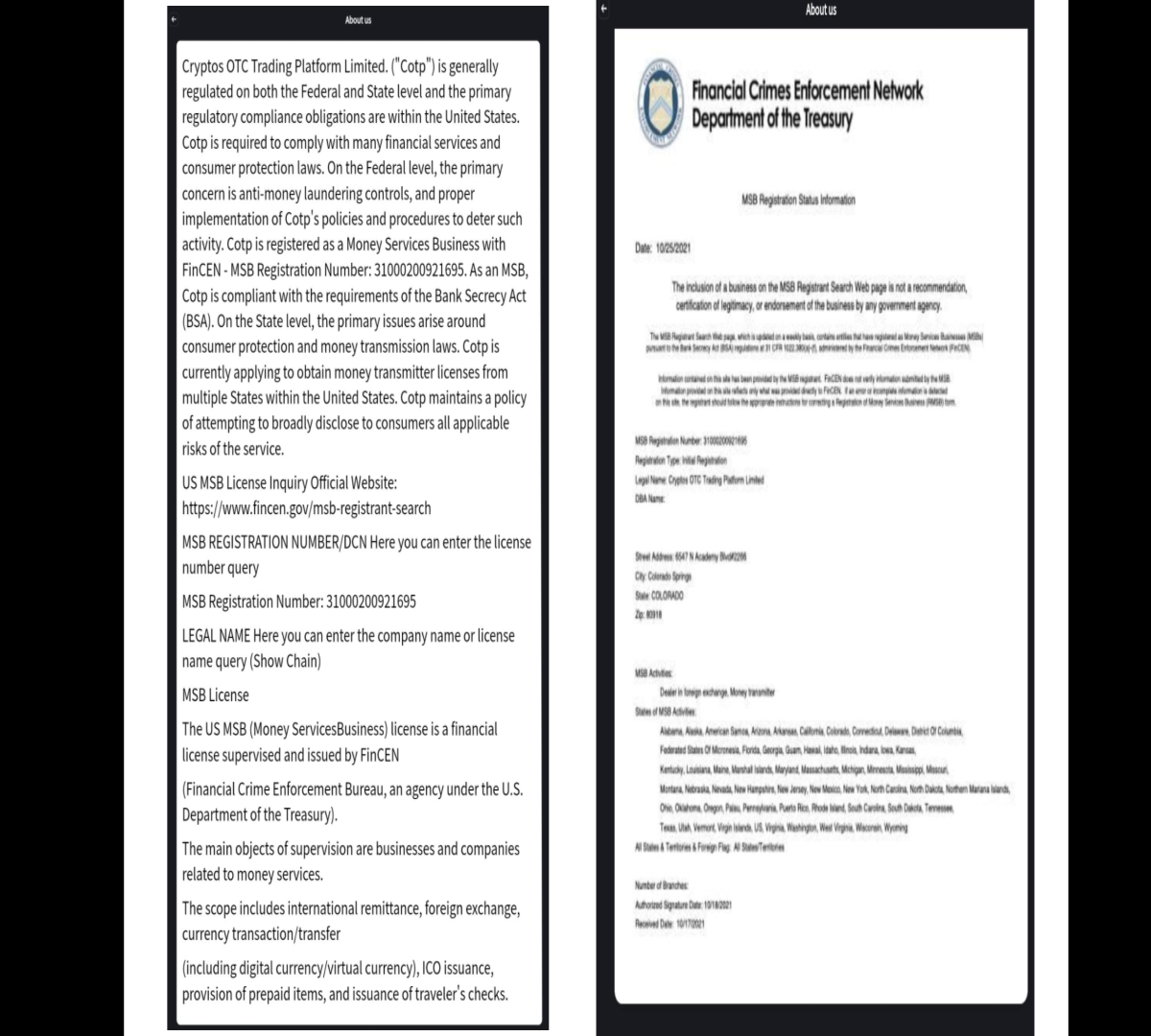 About COTP and certificate