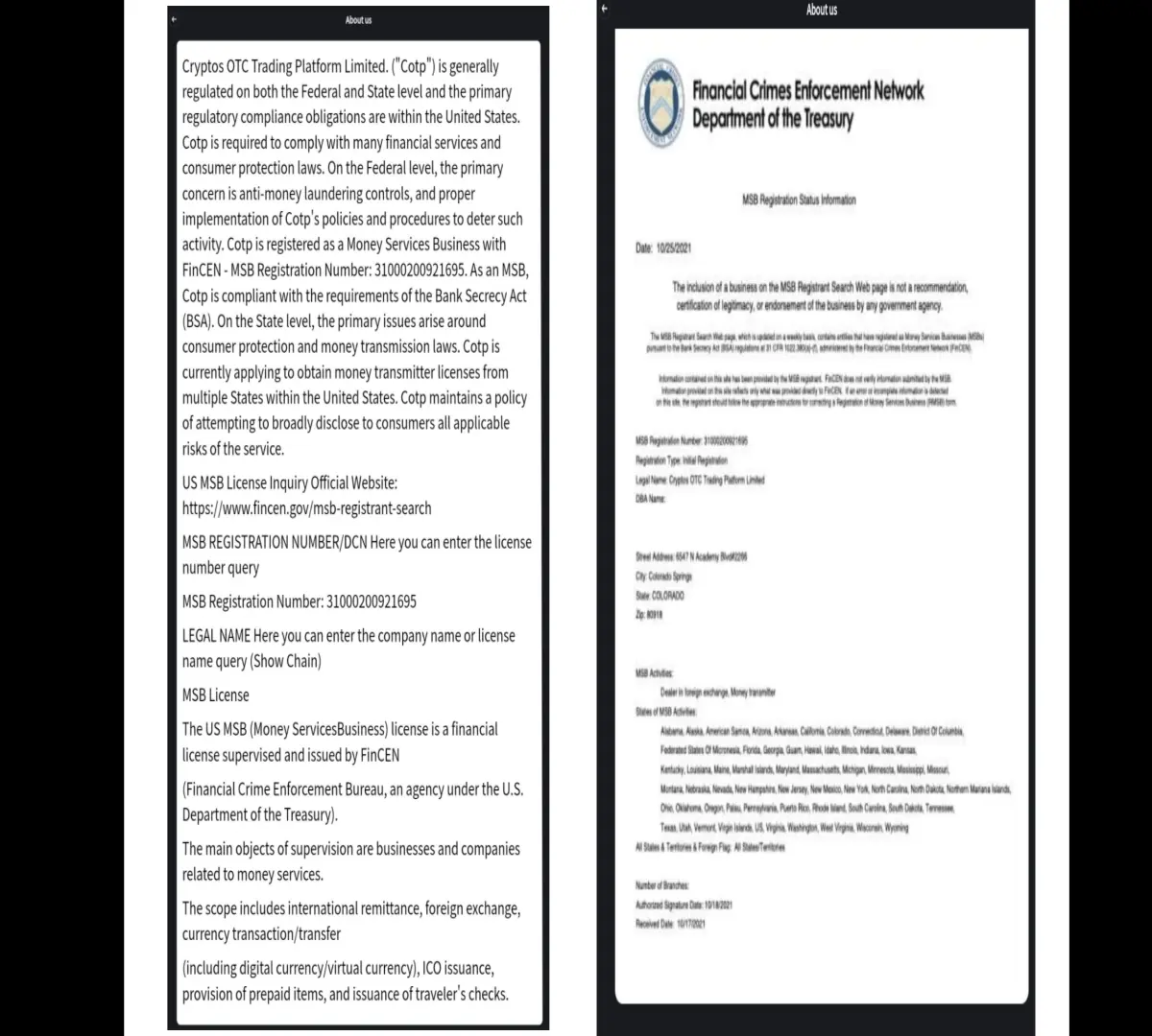 About COTP and certificate