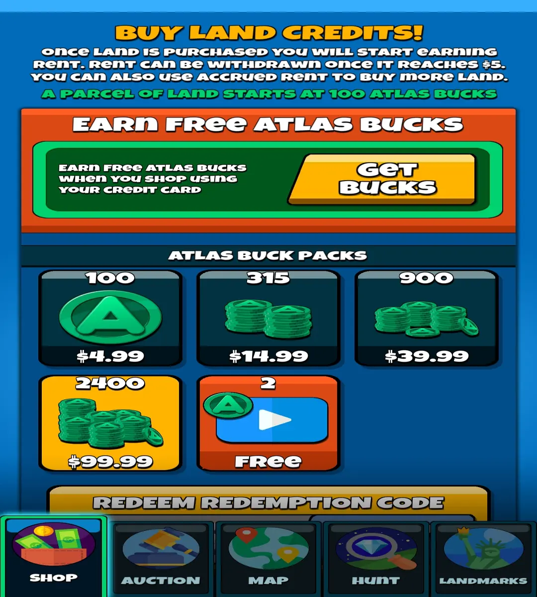 Purchase AtlasBucks