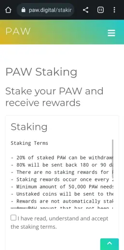 Staking Home on Mobile Chrome
