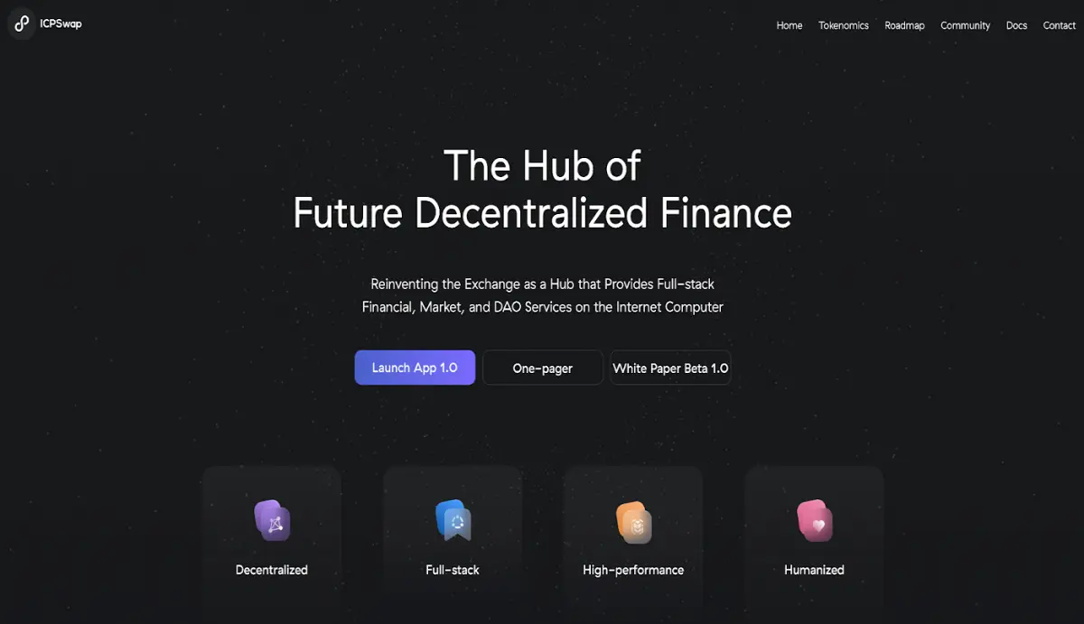 (ICPSwap website homepage)