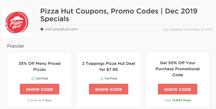 Pizza Hut Coupon Codes