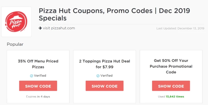 Pizza Hut Coupon Codes