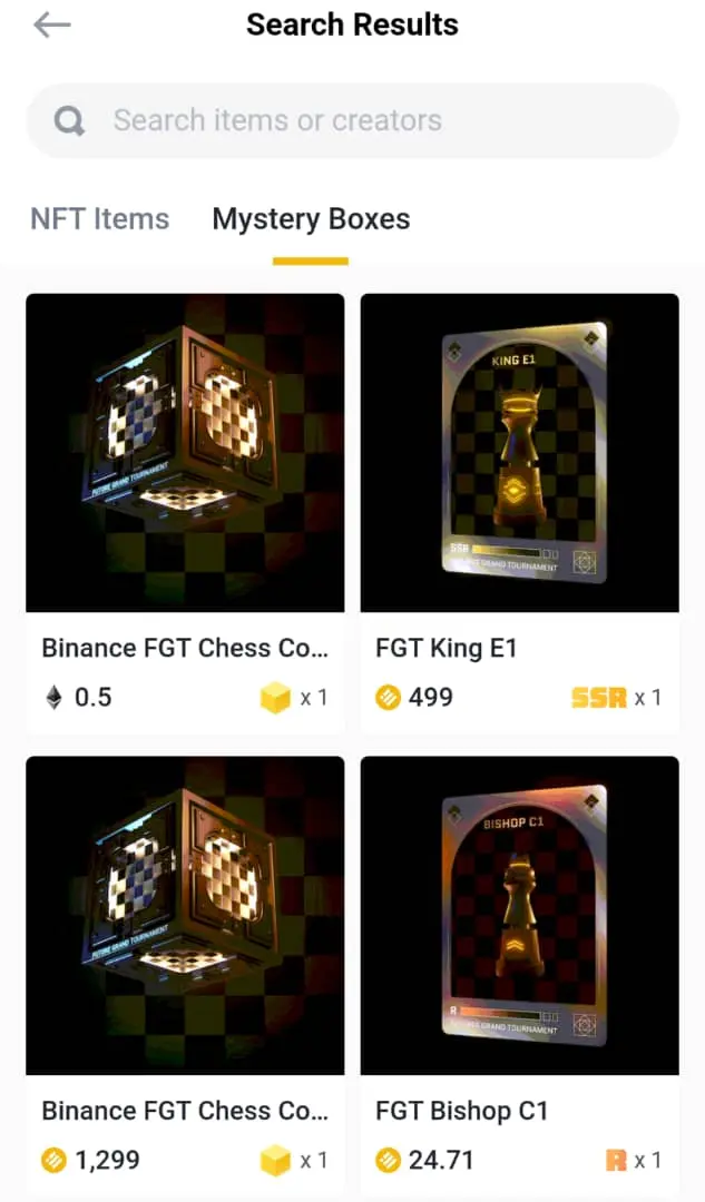 Binance NFT for games interest (chess)
