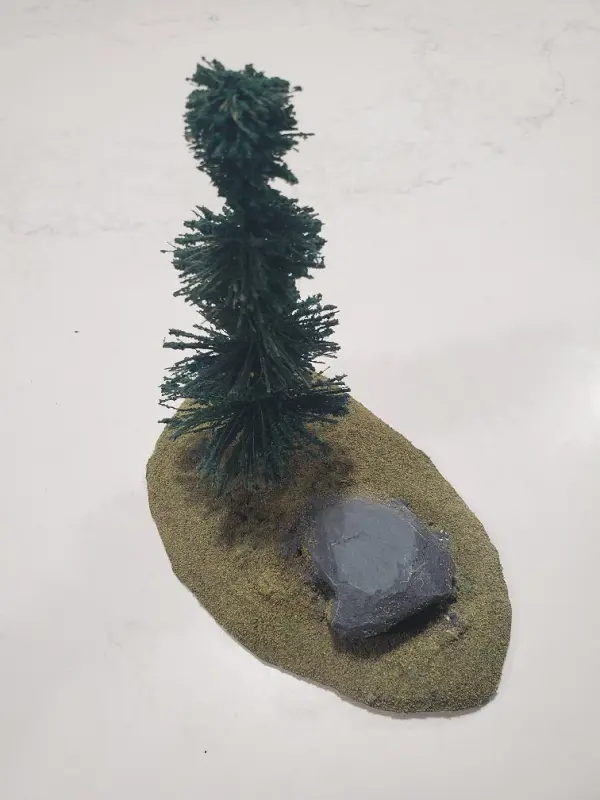 Small tree and rock, different angle (miniature scenery)